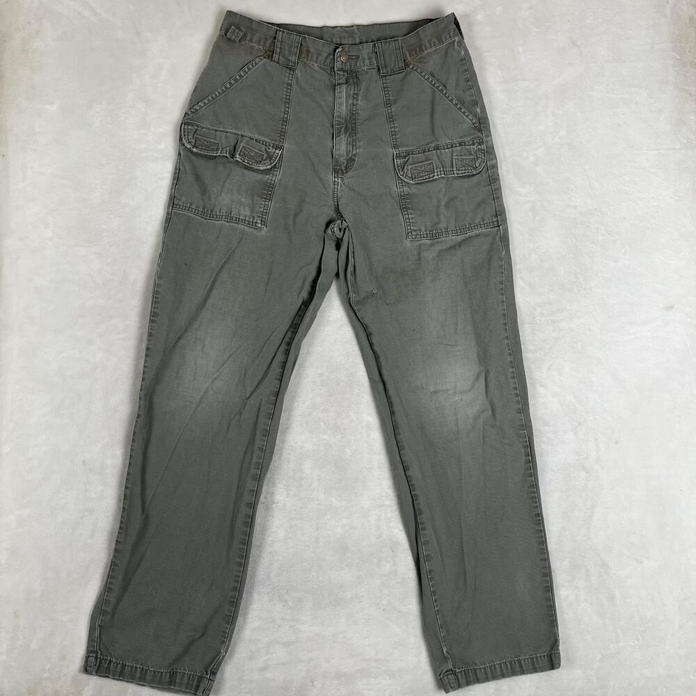 Vintage Wrangler Cargo Pants Mens 32x34 Gray Relaxed Fit Canvas Utility READ